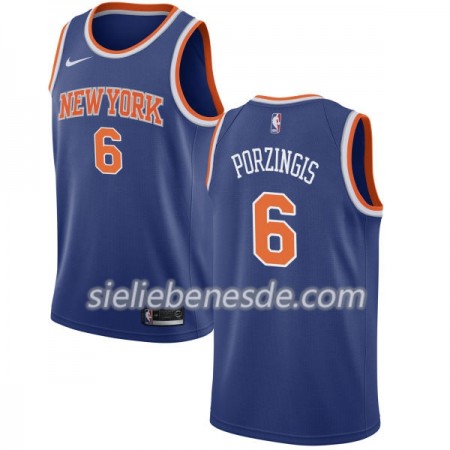 Herren NBA New York Knicks Trikot Kristaps Porzingis 6 Nike 2017-18 Blau Swingman